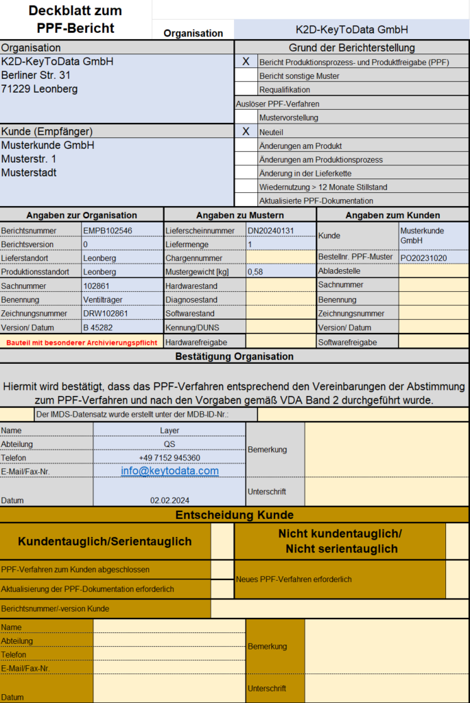 EMPB Deckblatt nach VDA